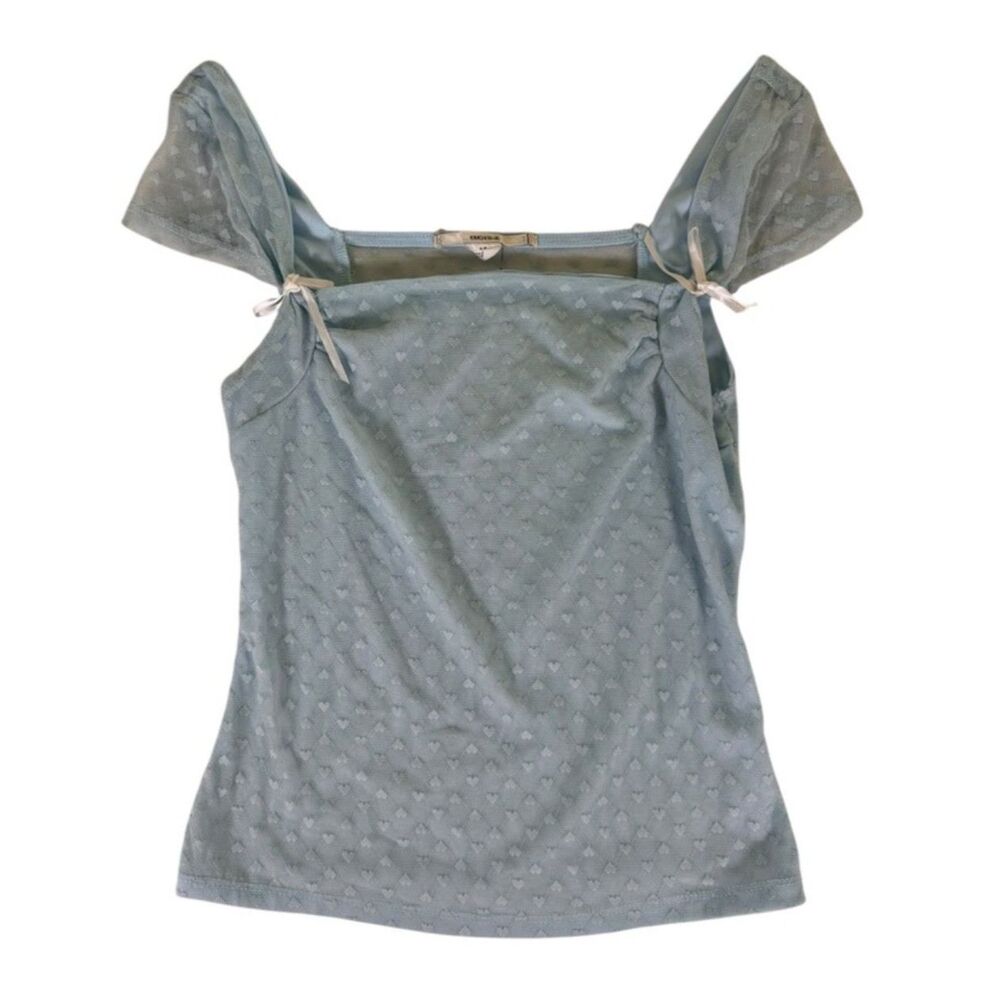 Kimchi Blue Urban Outfitters  Blue Mesh Cap Sleeve Top Size Small